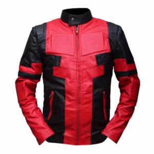 Deadpool Black & Red Genuine Real Leather Jacket