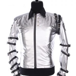 Michael Jackson Bad Tour Grey Satin Jacket
