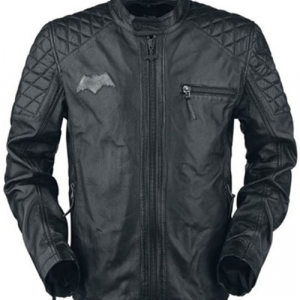 Batman Black Biker Genuine Real Leather Jacket with Removable Hoodie