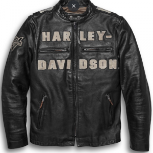 Harley Davidson Vintage Race-Inspired Leather Jacket