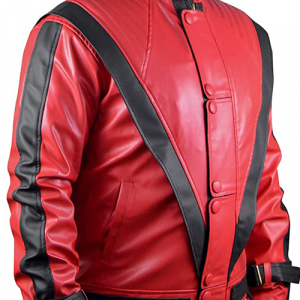 Men's Michael Jackson Beat It Thriller Red Real Leather Jacket