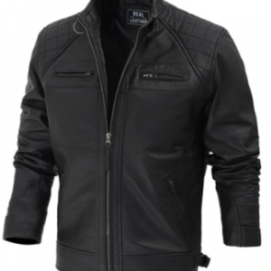 Mens Black Distressed Motorcycle Leather Jacket