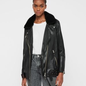 Kait Oversized Leather Biker Jacket
