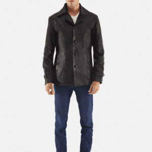 Leo Black Leather Coat