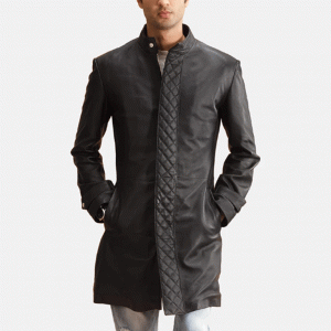 Midlander Quilted Black Leather Coat