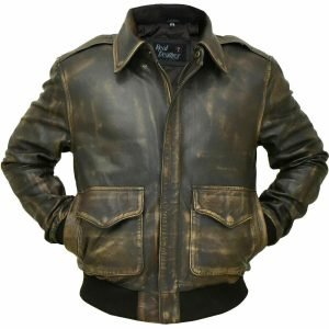 Aviator A-2 Real Cowhide Distressed Leather Bomber Flight Jacket Vintage Brown