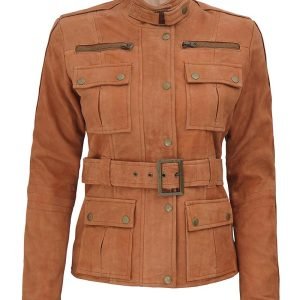 Carolyn Six Pocket Tan Leather Field Jacket Women