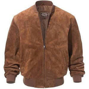 Adamsville Mens Suede Brown Leather Bomber Jacket