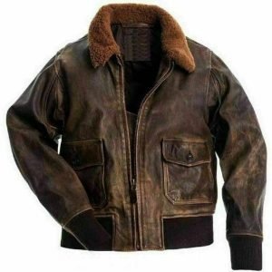 Aviator G-1 A-2 Flight Jacket Distressed Brown Real Bomber Leather Jacket