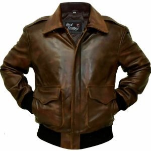 A-2 Mens Aviator G-1 Flight Jacket Brown Distressed Bomber Leather Jacket