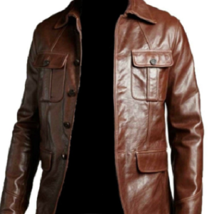 Men's Leather Jacket Blazer Coat 100% Genuine Sheepskin Brown Leather