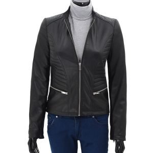 Rachel Womens Black Slim Fit Leather Jacket