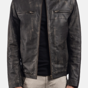 Cafe Racer Rustic Brown Leather Biker Jacket
