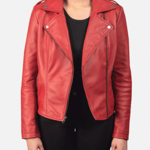 Flashback Red Leather Biker Jacket
