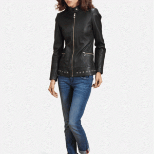 Haley Ray Black Leather Biker Jacket