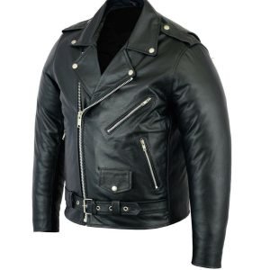 Men Real Brando Vintage Black Hand Made Lamb Skin Unisex Genuine Leather Jacket