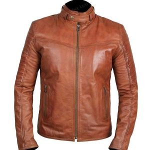 Men Slim Fit Real Vintage Brown Biker Genuine Hand Made Leather Jacket