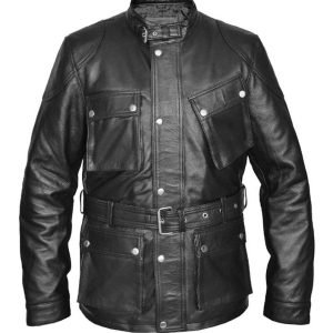 Men Black Tom Hardy Stylish Adjustable Waist Belt Real Bane Leather Jacket