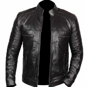 Men Black Stylish Real Leather Biker Motorcycle Jacket