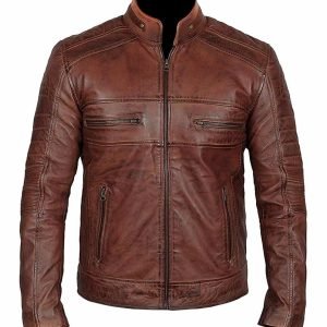 Men Brown Retro Distressed Cafe Racer Biker Real Leather Jacket - Best Stylish Leather Jacket