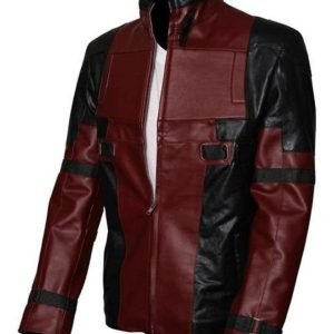 Men Maroon Stylish Real Lamb Skin  Leather Jacket Inspired By Dead Pool