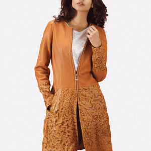 Sandy Tan Dye Leather Coat