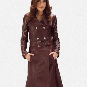 Missoni Maroon Leather Trench Coat