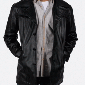 Brawnton Black Leather Coat