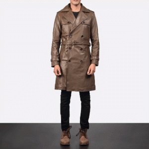 Royson Brown Leather Duster Coat