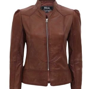 Montana Womens Brown Leather Biker Jacket