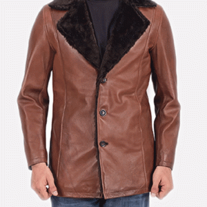 Cinnamon Distressed Leather Fur Coat