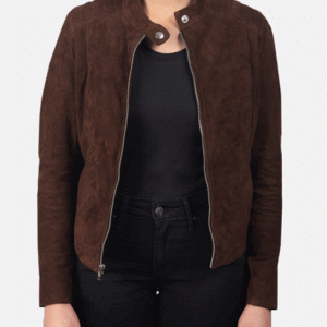 Kelsee Mocha Suede Biker Jacket