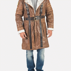 Mason Brown Fur Leather Trench Coat