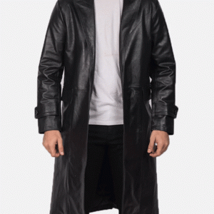 Clarent Black Leather Coat