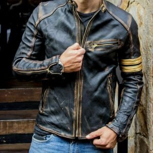 Cafe Racer Vintage Motorcycle Distressed Biker Leather Jacket