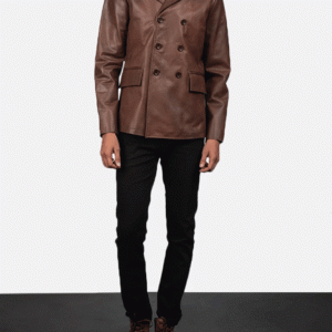 Mr. Bailey Brown Leather Naval Peacoat
