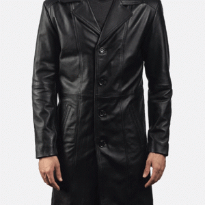 Don Long Black Leather Coat